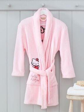 POTTERY BARN TEEN HELLO KITTY SANRIO PINK PLUSH ROBE